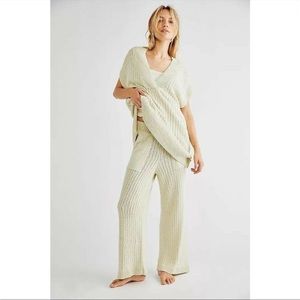 FREE PEOPLE OCEAN DRIVE SWEATER SET TUNIC TOP & PANT SET